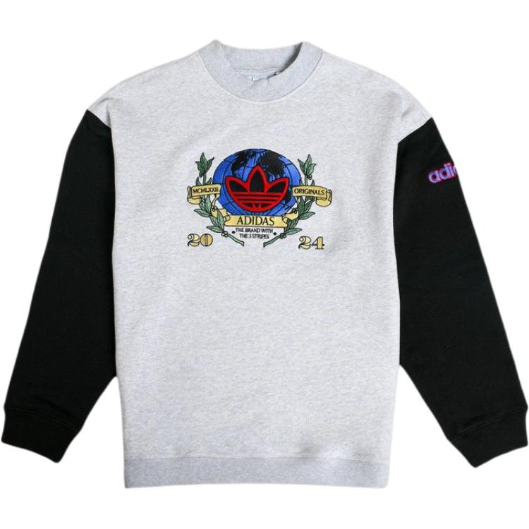 adidas Grey Crewneck Sweatshirt with Floral Lettering and Number Print IZ2553
