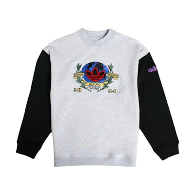 adidas Grey Crewneck Sweatshirt with Floral Lettering and Number Print IZ2553