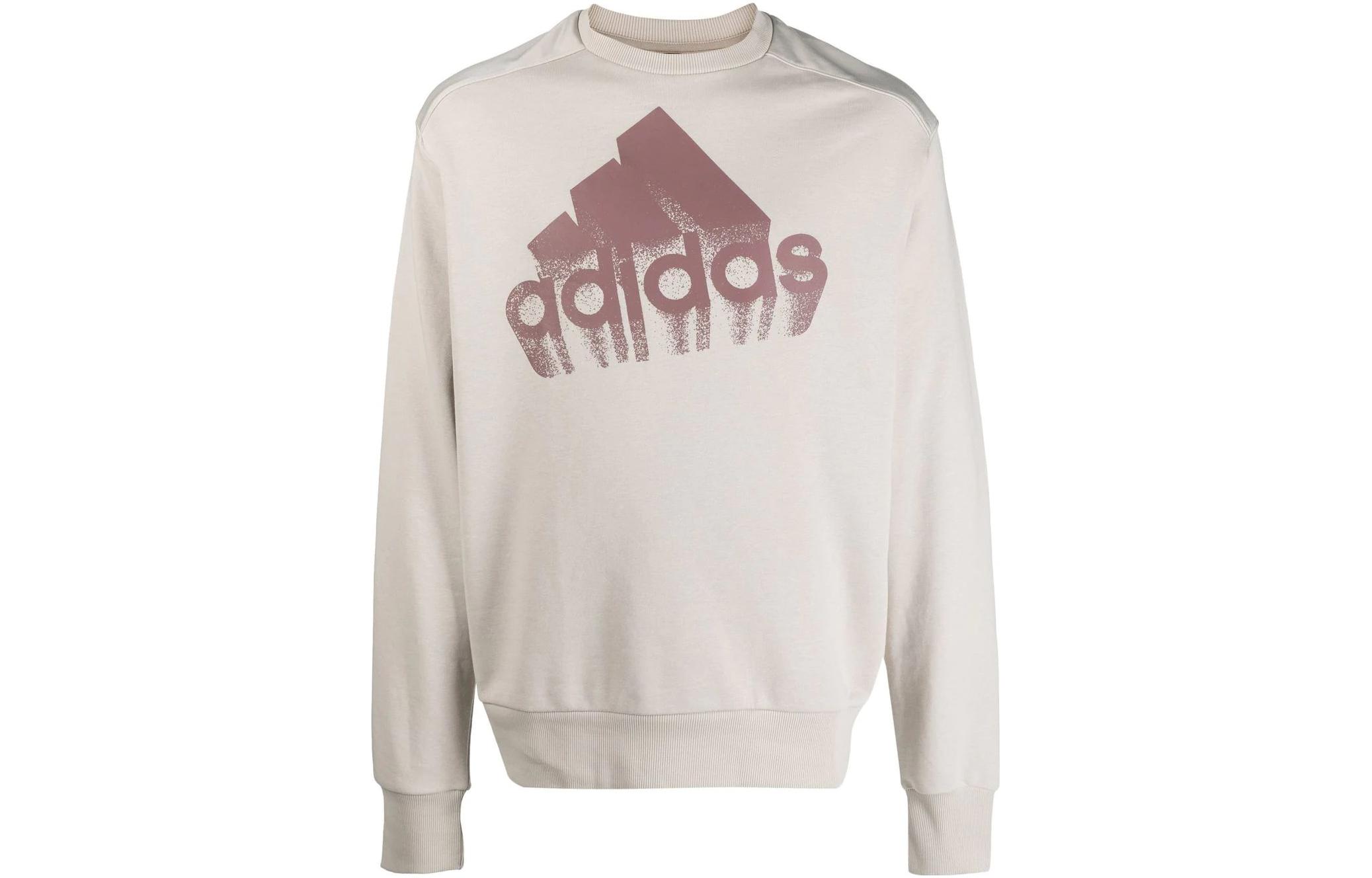 adidas Grey Crewneck Sweatshirt with Large Logo Print HK0364