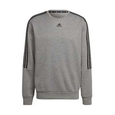 adidas Grey Crewneck Sweatshirt with Letter Print and Striped Design HT1193