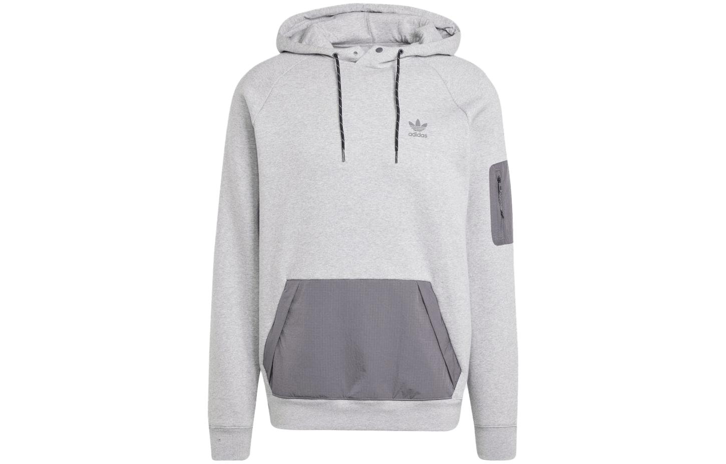 adidas Grey Graphic Letter Print Pullover Hoodie IZ3279