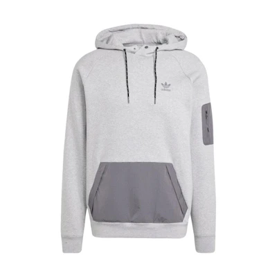 adidas Grey Graphic Letter Print Pullover Hoodie IZ3279