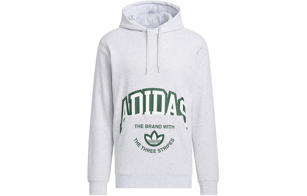 adidas Grey Hoodie with Logo Print and Pullover College Style JE3481