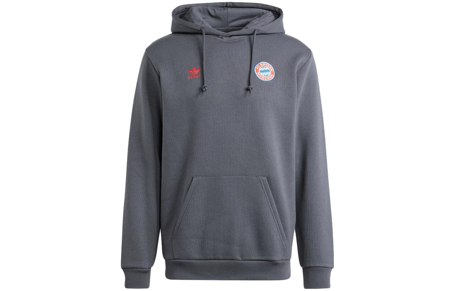 adidas Grey Letter Logo Pullover Hoodie Long Sleeve Casual Fit IL1032