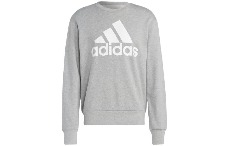 adidas Grey Logo Print Crewneck Loose-Fit Long-Sleeve Sweatshirt IC9326