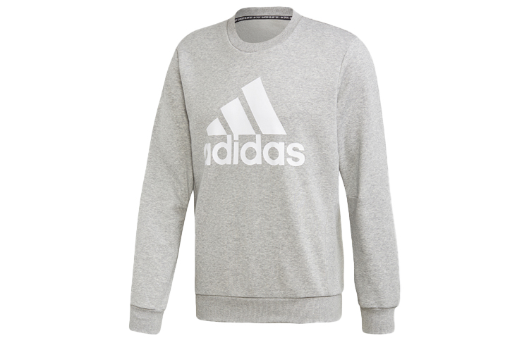 adidas Grey Logo Print Crewneck Pullover Sweatshirt FL3925