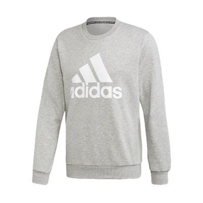 adidas Grey Logo Print Crewneck Pullover Sweatshirt FL3925