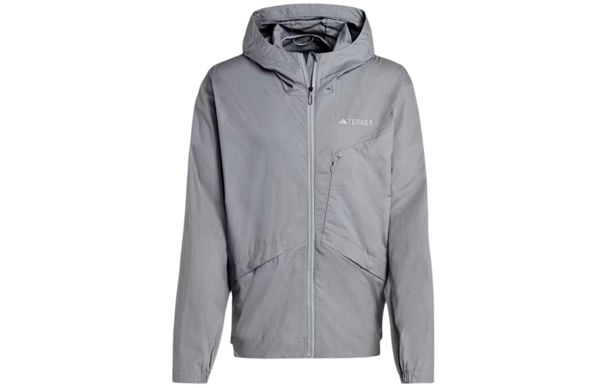 adidas Grey Logo Zip-Up Hoodie Jacket IK9115