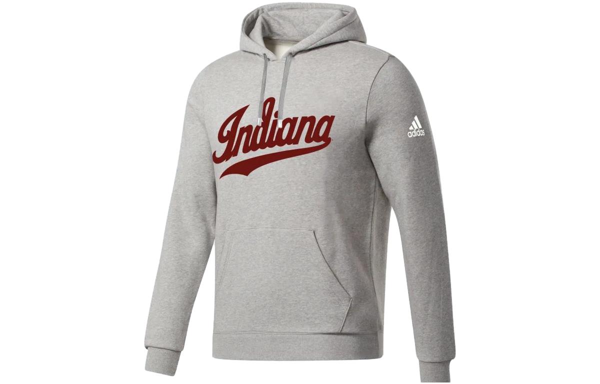 adidas Grey Loose-Fit Logo Hoodie Long-Sleeve Sweatshirt HY2303