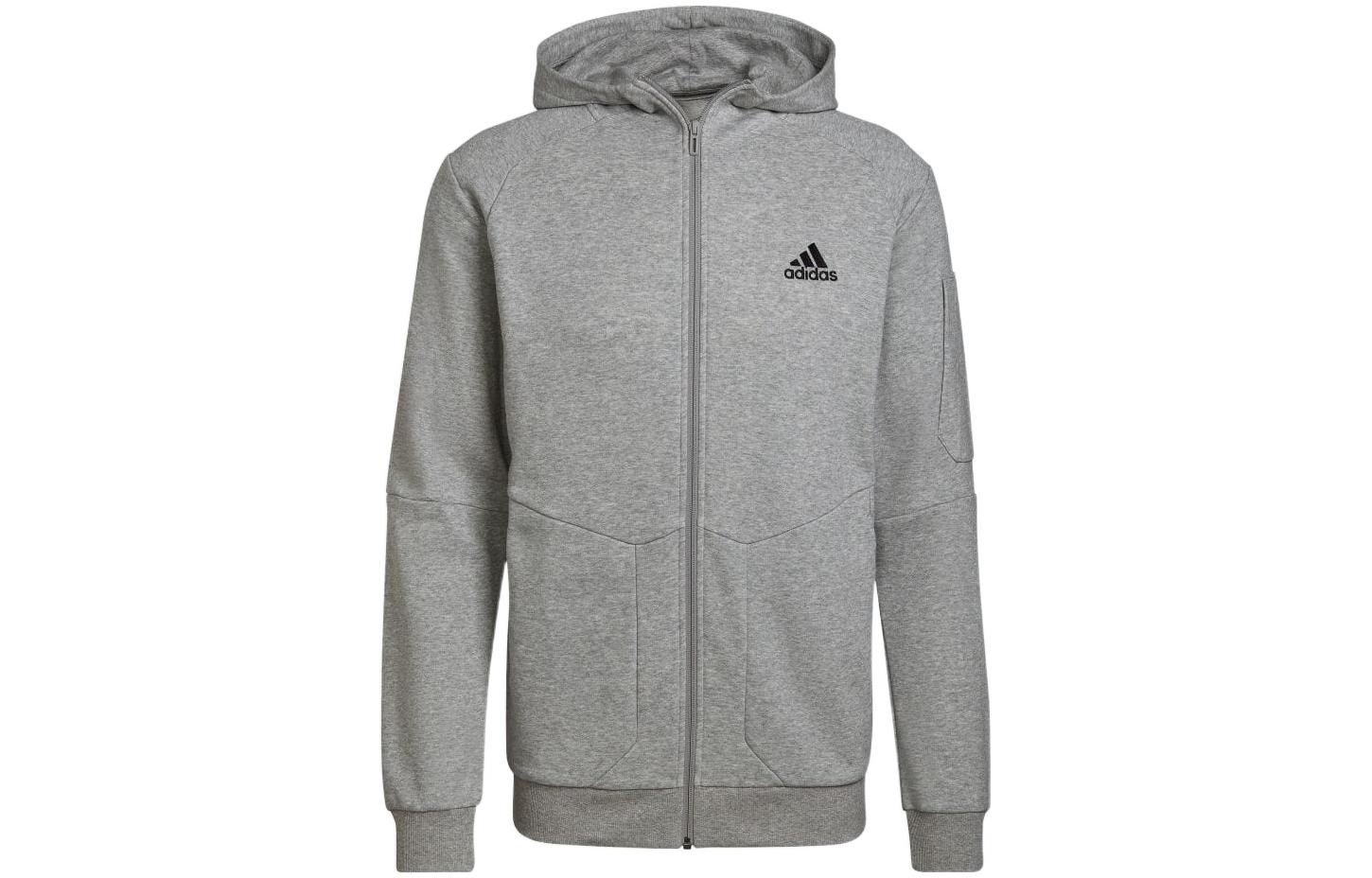 adidas Grey Plain Logo Zip-Up Hoodie Jacket Japan Edition HE1806