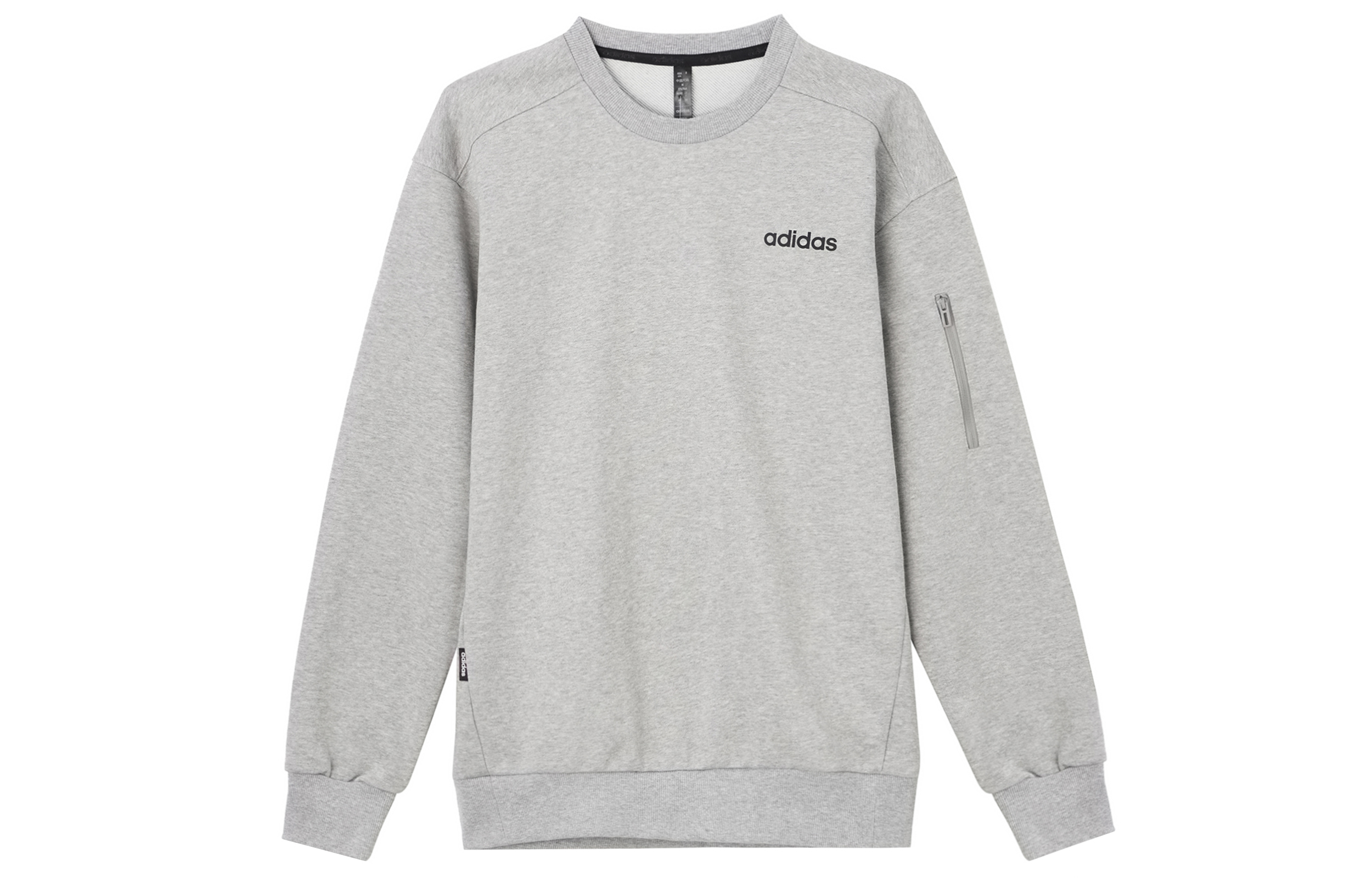 adidas Grey Solid Color Crewneck Pullover Sweatshirt JF3223