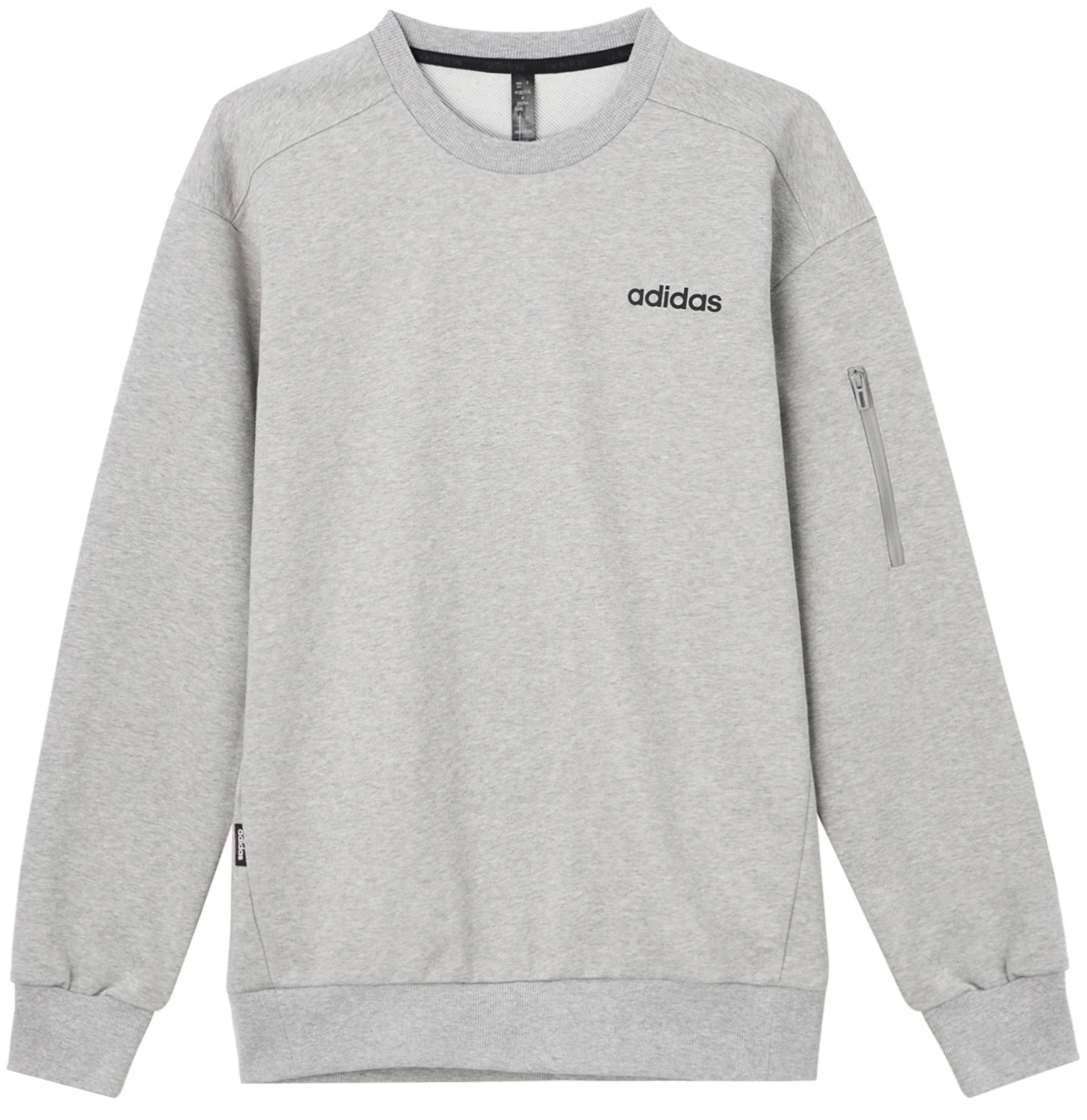 adidas-grey-solid-color-crewneck-pullover-sweatshirt-jf-3223