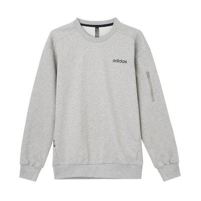 adidas Grey Solid Color Crewneck Pullover Sweatshirt JF3223
