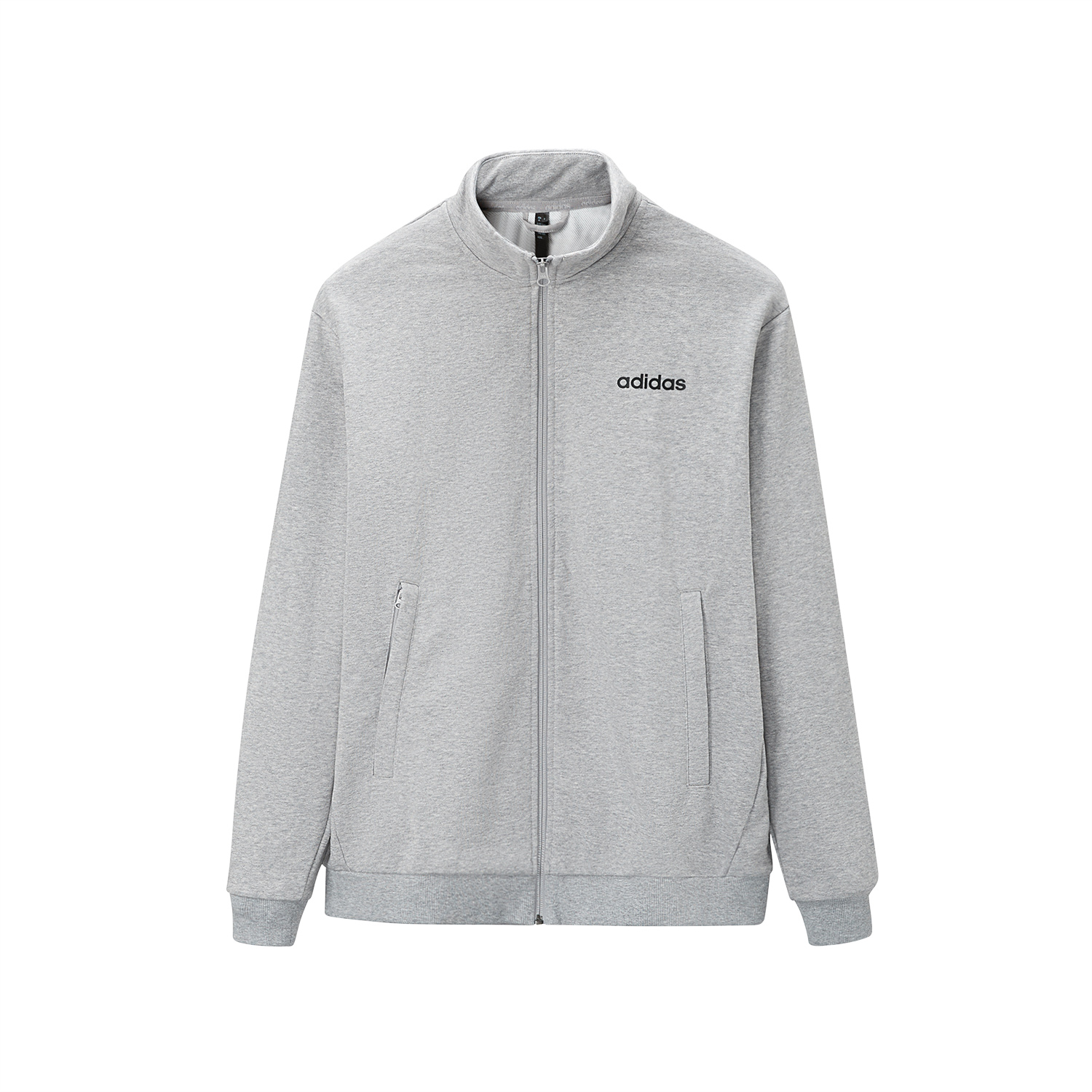 adidas Grey Solid Color Track Jacket with High Neck and Full Zip JJ0425