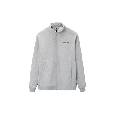 adidas Grey Solid Color Track Jacket with High Neck and Full Zip JJ0425