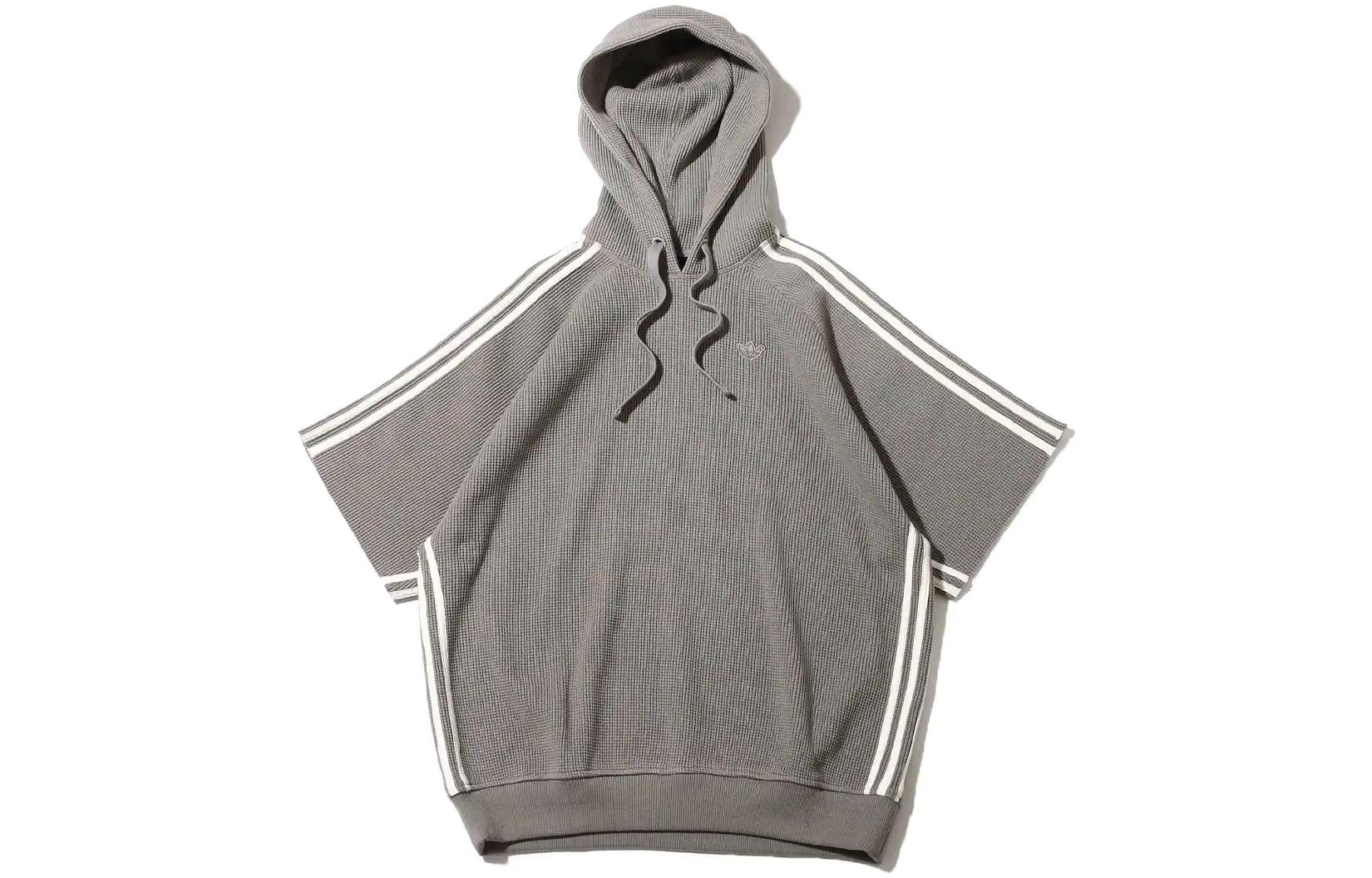 adidas Grey Striped Crewneck Sweatshirt with Logo Embroidery HC3825