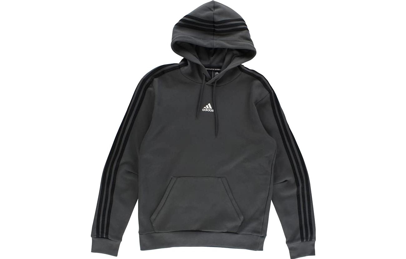 adidas Grey Striped Pullover Hoodie Long Sleeve FJ6273