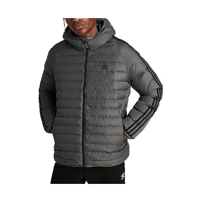 adidas Grey Zip-Up Hoodie Jacket with Logo Stripe Design IK4022-026