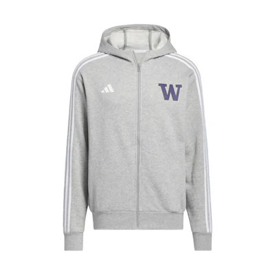 adidas Grey Zip-Up Sweatshirt with Logo Print and 3-Stripes Design HZ1126