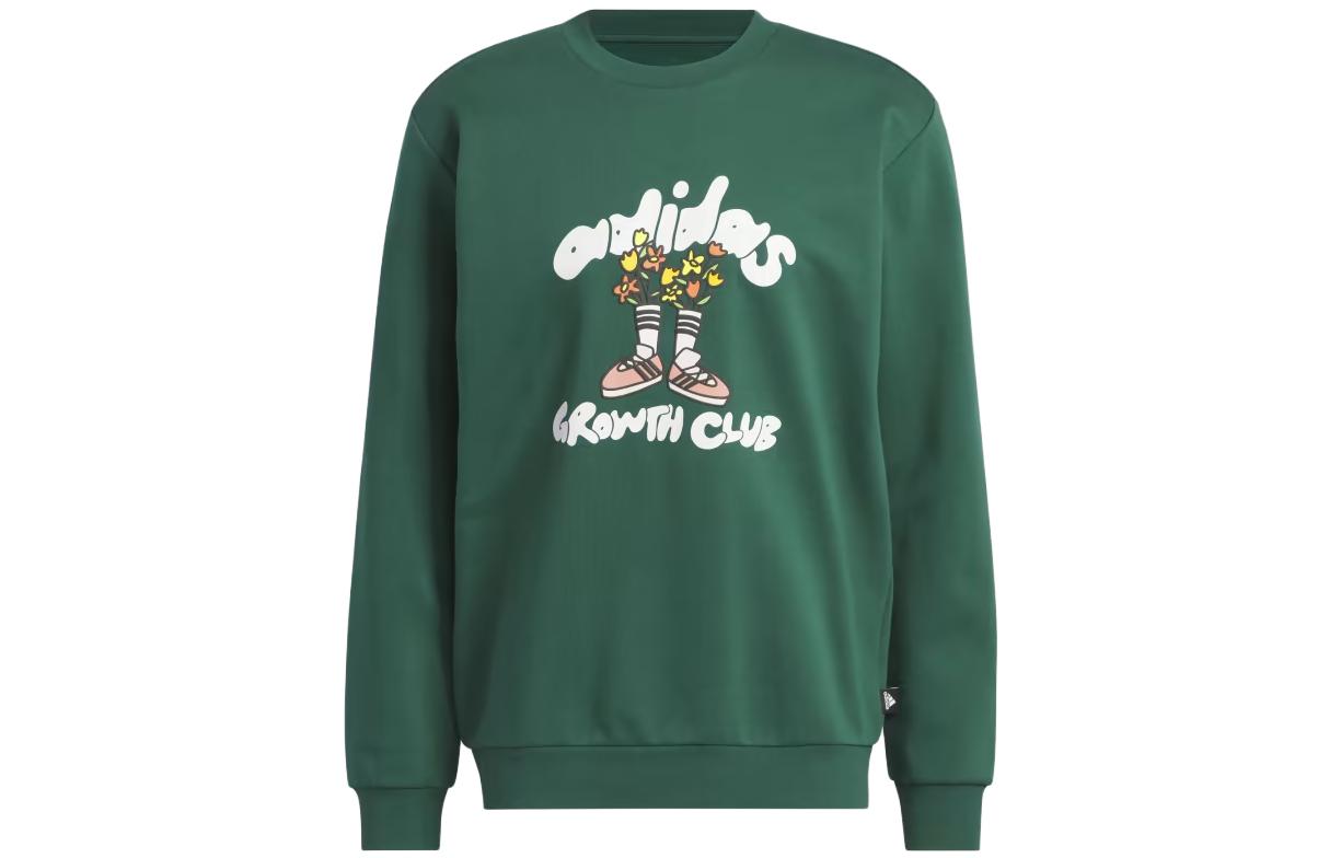 adidas Growth Club Icon Graphic Green Sweatshirt Round Neck Long Sleeve IN9600