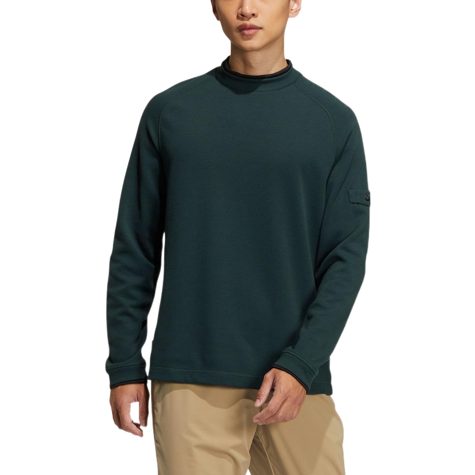 adidas GT Waffle Logo Patch Crewneck Pullover Long Sleeve Sweatshirt Green HG3237
