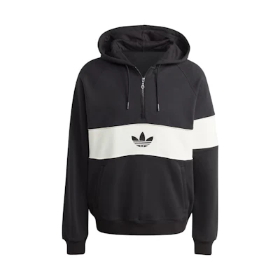 adidas Half-Zip Hoodie Black with Contrast Logo IP9488