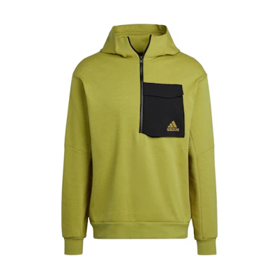 adidas Half-Zip Hoodie with Chest Pocket Logo Print - Pulse Olive (Japan Edition) HI5695