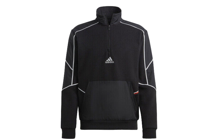 adidas Half-Zip Letter Print Pullover in Black HL6914