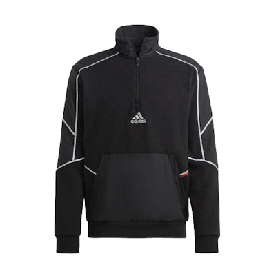 adidas Half-Zip Letter Print Pullover in Black HL6914