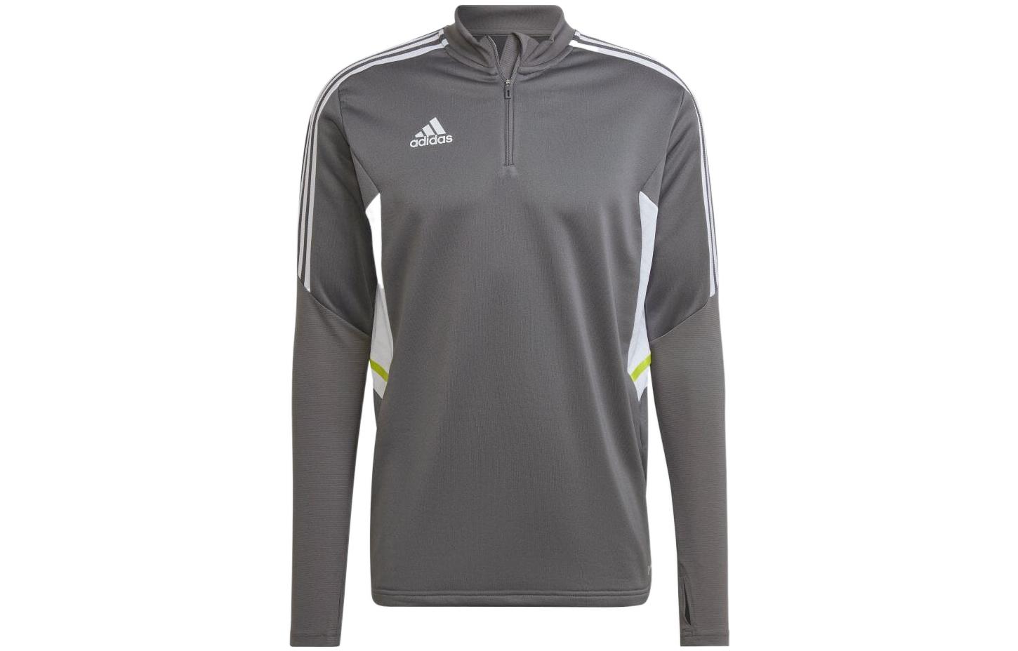 adidas Half-Zip Logo Sweatshirt Gray Long Sleeve HD2312