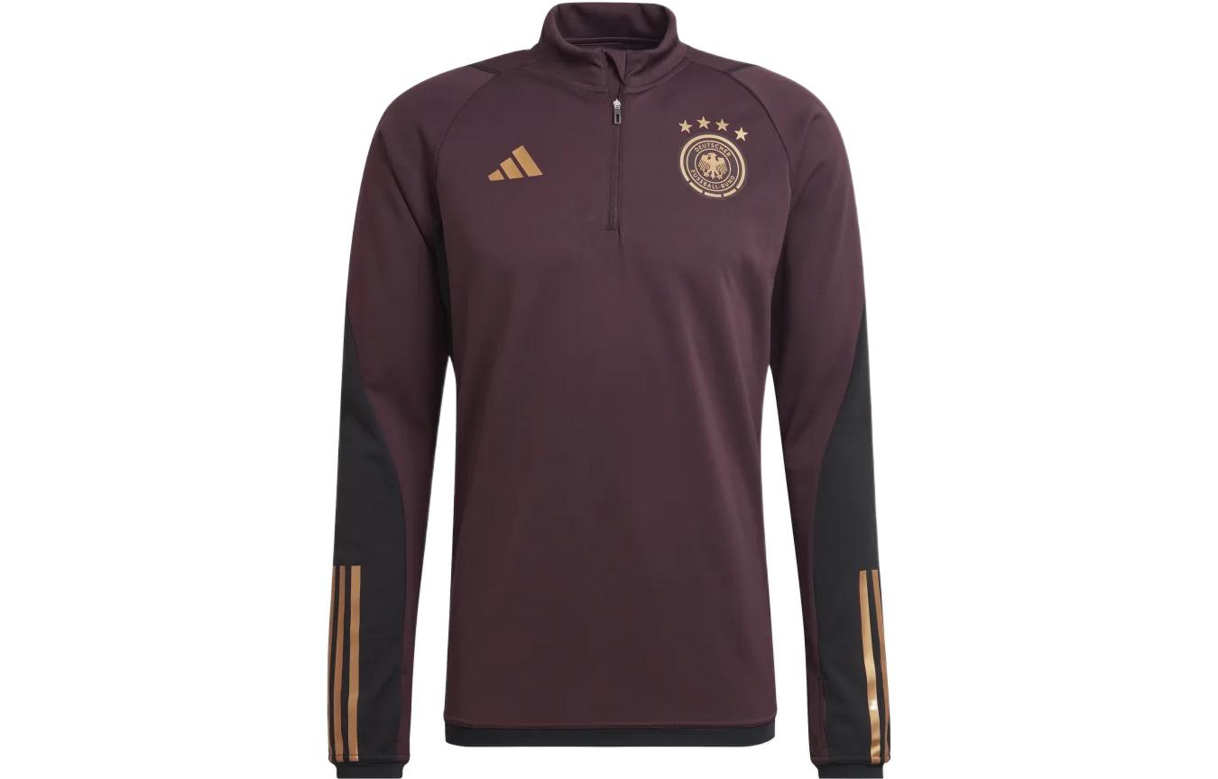 adidas Half-Zip Pullover Sweatshirt Dark Purple with Logo Patchwork Design HF3973