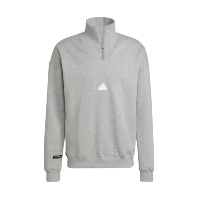 adidas Half-Zip Pullover Sweatshirt Solid Logo Grey HN1945