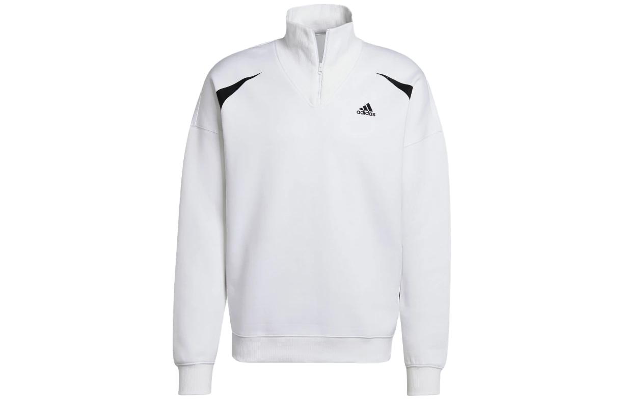 adidas Half-Zip Pullover Sweatshirt with Logo Print - White IC3667
