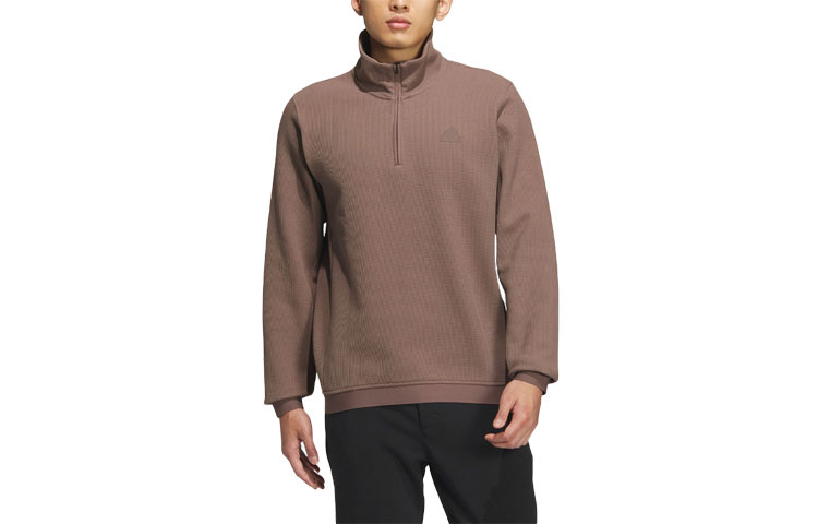 adidas Half-Zip Sweatshirt Brown Logo Pullover Jacket IZ1590
