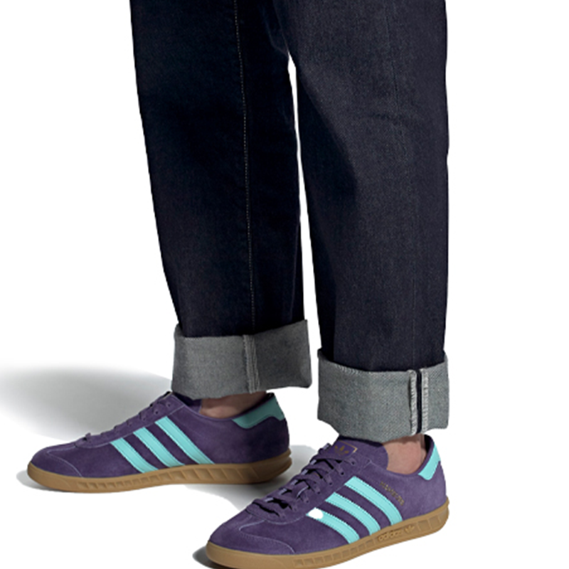 Sizing adidas originals Hamburg 低幫 板鞋 男女同款 紫藍