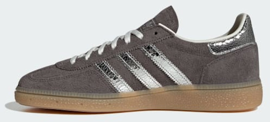 (Women) Adidas Handball Spezial Shoes Charcoal/Silver Metallic/Gum HQ0268 Details for (Women) Adidas Handball Spezial Shoes Charcoal/Silver Metallic/Gum HQ0268
