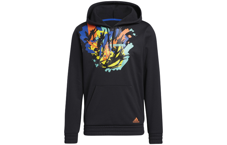 adidas Harden Launch BB Ink Print Fleece Hooded Sweatshirt Black H13713
