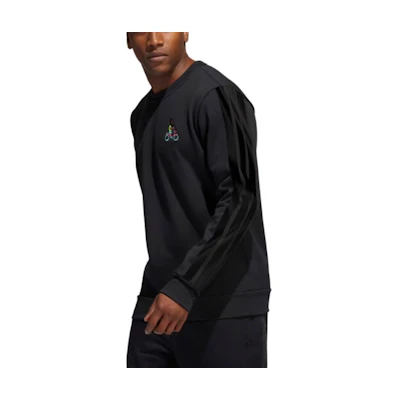 adidas Harden Scooter Crew Black Retro Striped Embroidered Basketball Sweatshirt H43781