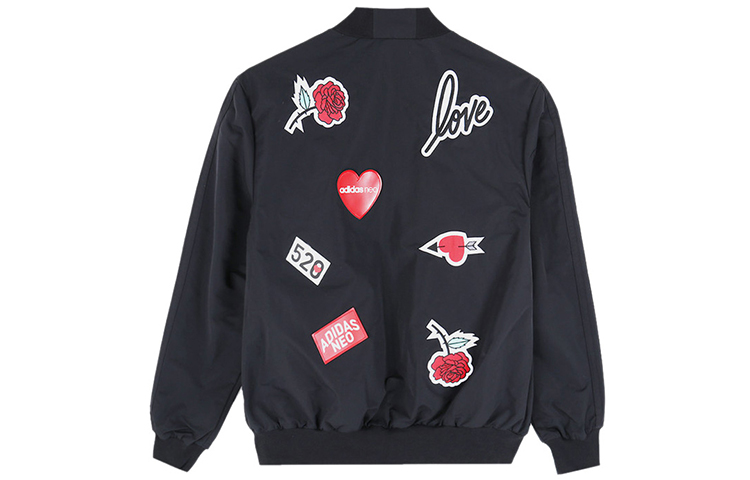 adidas Heart Print Back Zip Jacket Black Unisex EH6505