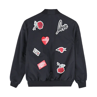 adidas Heart Print Back Zip Jacket Black Unisex EH6505