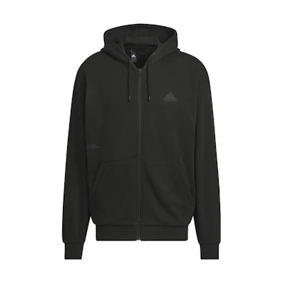 adidas Heavy French Terry Logo Hoodie Jacket Men’s Black Long Sleeve IT3963