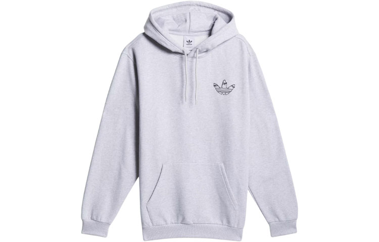 adidas Henry Jones Graphic Hoodie Grey Loose Fit Fleece Pullover IU0135