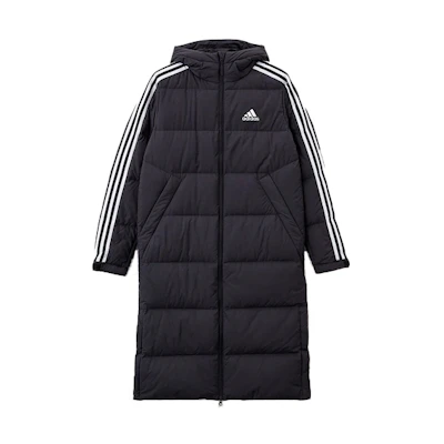 adidas Hooded 3ST Long Down Coat Black Unisex Winter Jacket Outdoor Sportswear. H20760