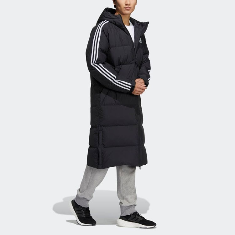 Details for adidas Hooded 3ST Long Down Coat Black Unisex Winter Jacket Outdoor Sportswear. H20760