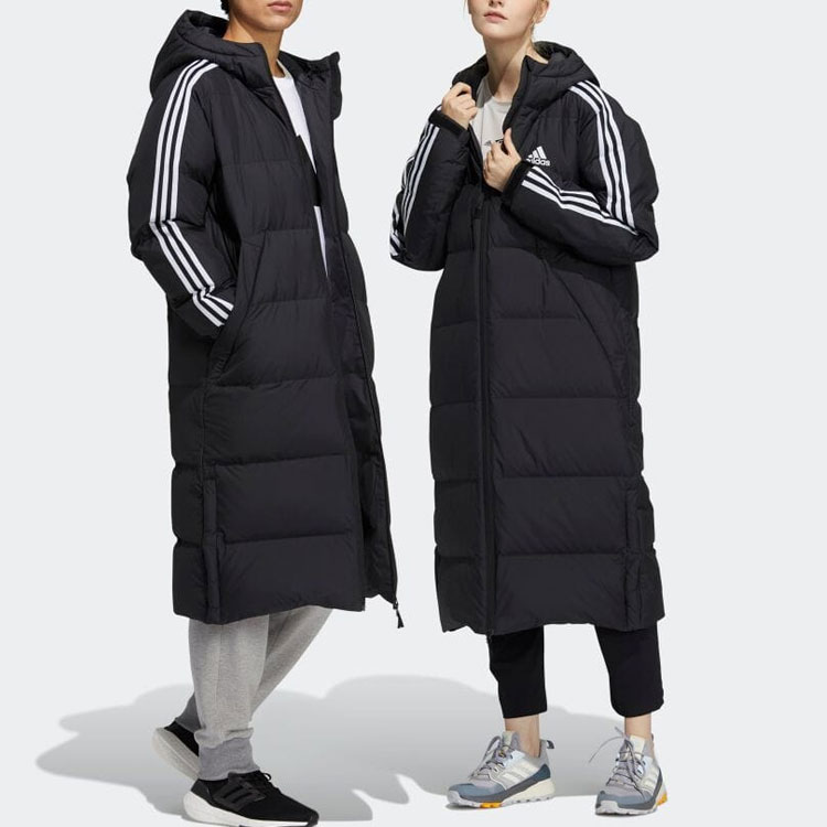 Cheap adidas Hooded 3ST Long Down Coat Black Unisex Winter Jacket Outdoor Sportswear. H20760