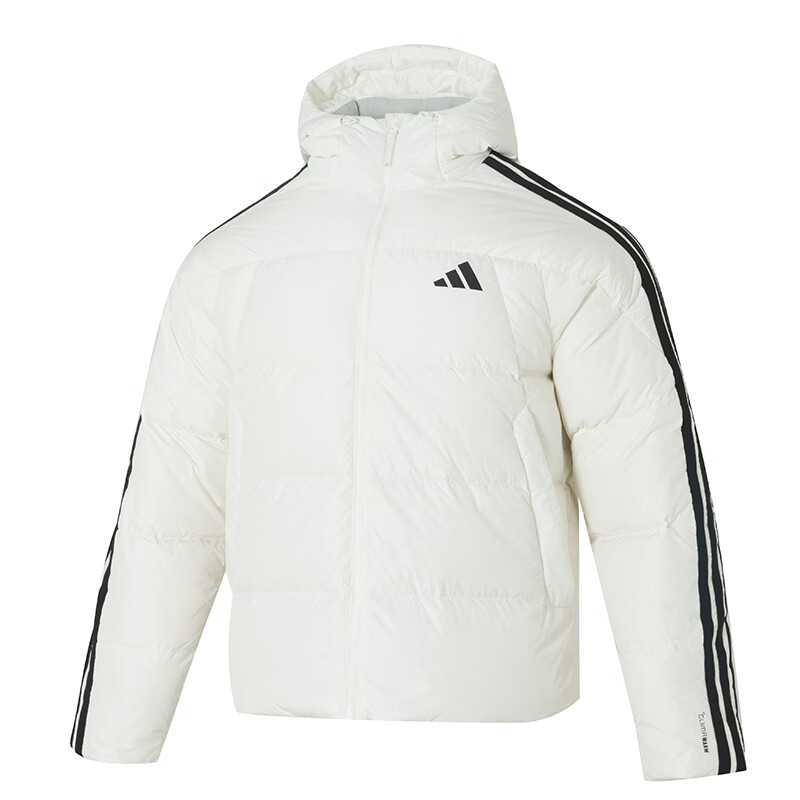 adidas Hooded Striped Down Jacket Windproof Warm Sportswear. KC2494