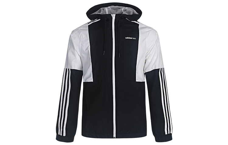 adidas Hooded Windbreaker Jacket Black White GM2321