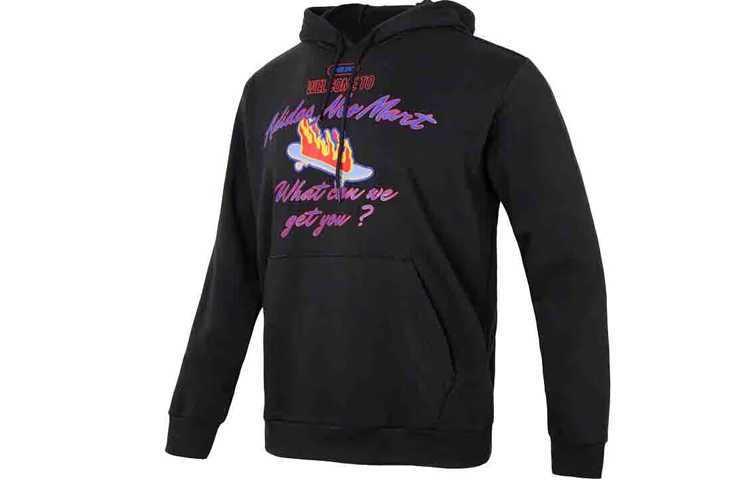 adidas Hoodie Black - Casual Cartoon Letter Print Design IA6806