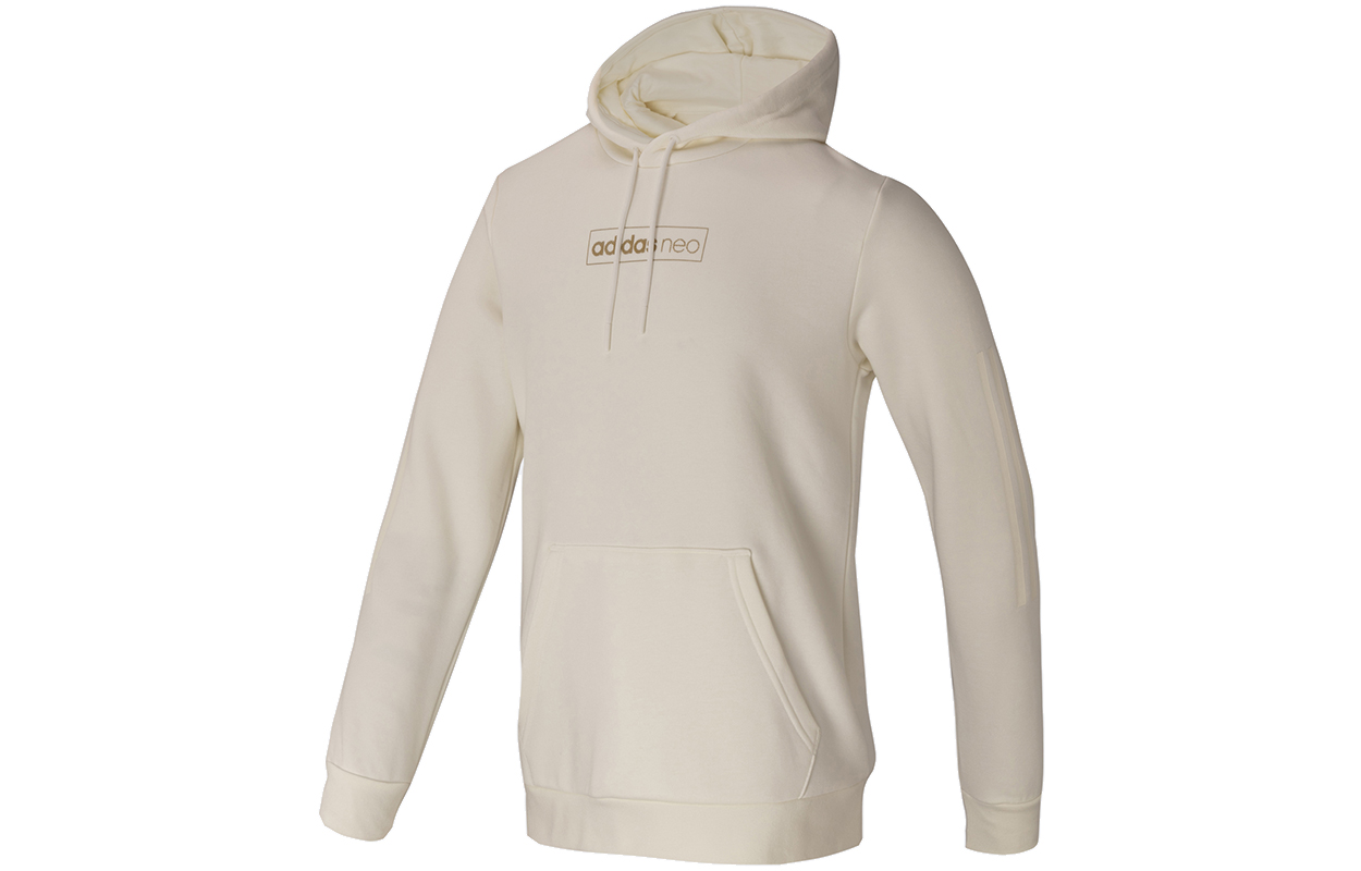 adidas Hoodie M Fav Dec Hdy Logo Print Pullover Han Jade White GV3528