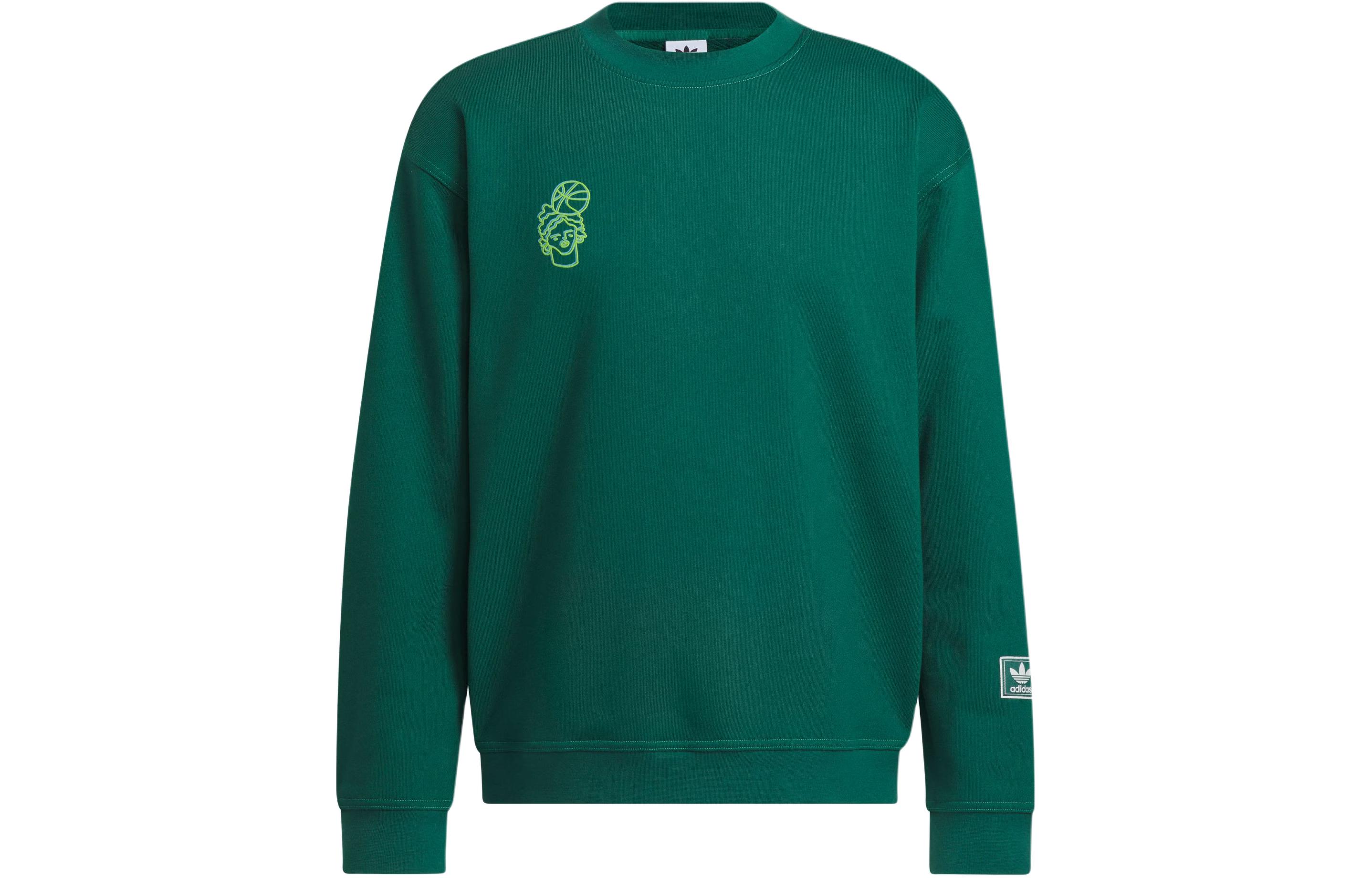 adidas Hoop York City Forest Green Logo Crewneck Sweatshirt Unisex IT4987